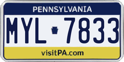 PA license plate MYL7833