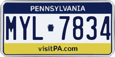 PA license plate MYL7834
