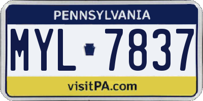 PA license plate MYL7837