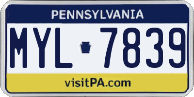 PA license plate MYL7839