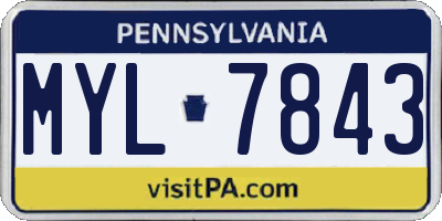 PA license plate MYL7843