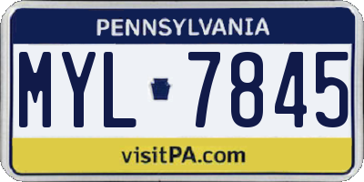PA license plate MYL7845