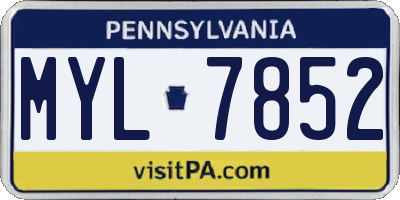 PA license plate MYL7852