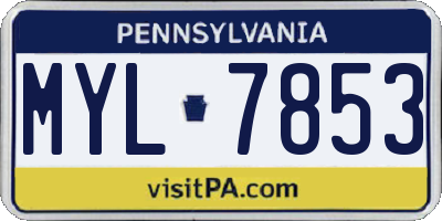 PA license plate MYL7853