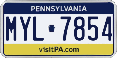 PA license plate MYL7854
