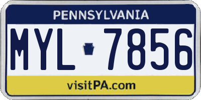PA license plate MYL7856