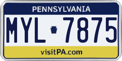 PA license plate MYL7875