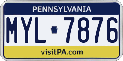 PA license plate MYL7876