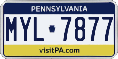 PA license plate MYL7877