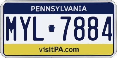 PA license plate MYL7884