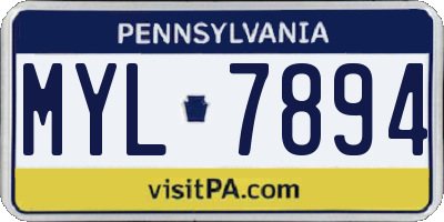 PA license plate MYL7894