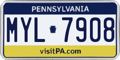 PA license plate MYL7908