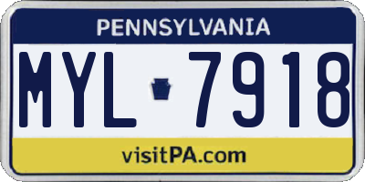PA license plate MYL7918