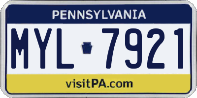 PA license plate MYL7921