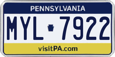 PA license plate MYL7922