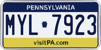 PA license plate MYL7923