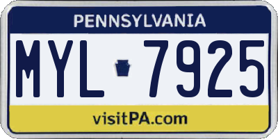 PA license plate MYL7925