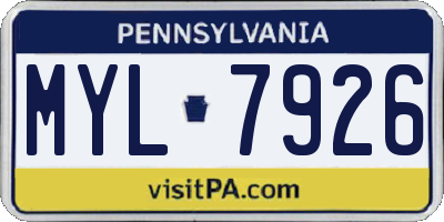 PA license plate MYL7926