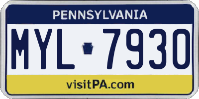 PA license plate MYL7930