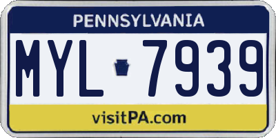 PA license plate MYL7939