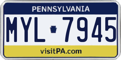 PA license plate MYL7945
