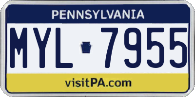 PA license plate MYL7955