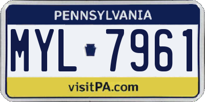 PA license plate MYL7961