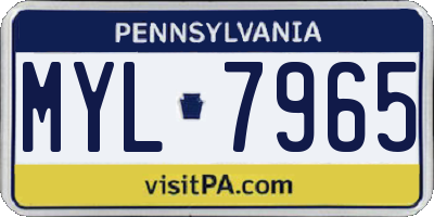 PA license plate MYL7965