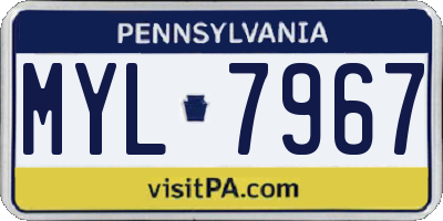 PA license plate MYL7967
