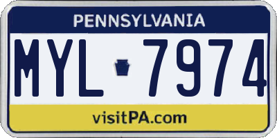 PA license plate MYL7974