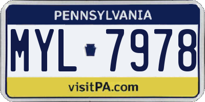 PA license plate MYL7978