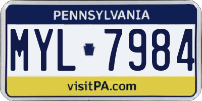 PA license plate MYL7984