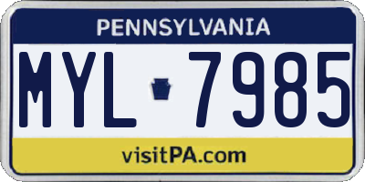 PA license plate MYL7985