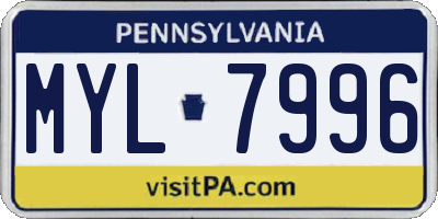 PA license plate MYL7996