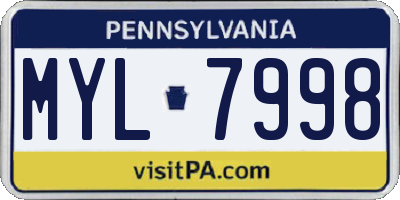 PA license plate MYL7998