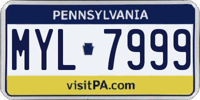 PA license plate MYL7999