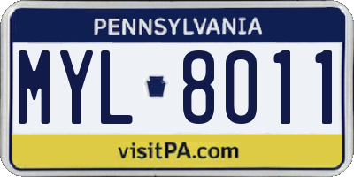 PA license plate MYL8011