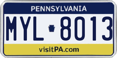 PA license plate MYL8013