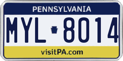 PA license plate MYL8014