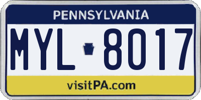 PA license plate MYL8017