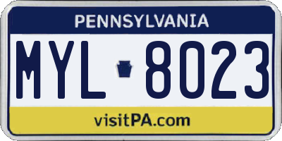 PA license plate MYL8023