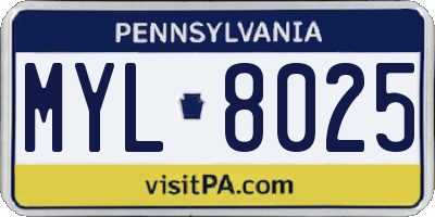 PA license plate MYL8025