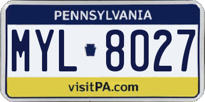 PA license plate MYL8027
