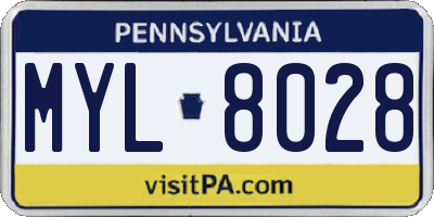 PA license plate MYL8028
