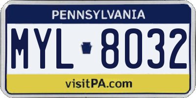 PA license plate MYL8032