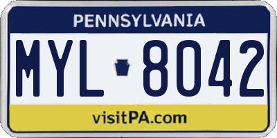 PA license plate MYL8042