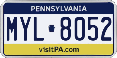 PA license plate MYL8052