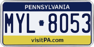 PA license plate MYL8053