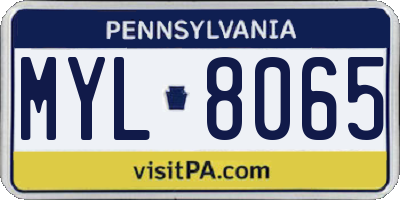 PA license plate MYL8065