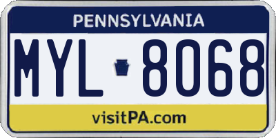 PA license plate MYL8068